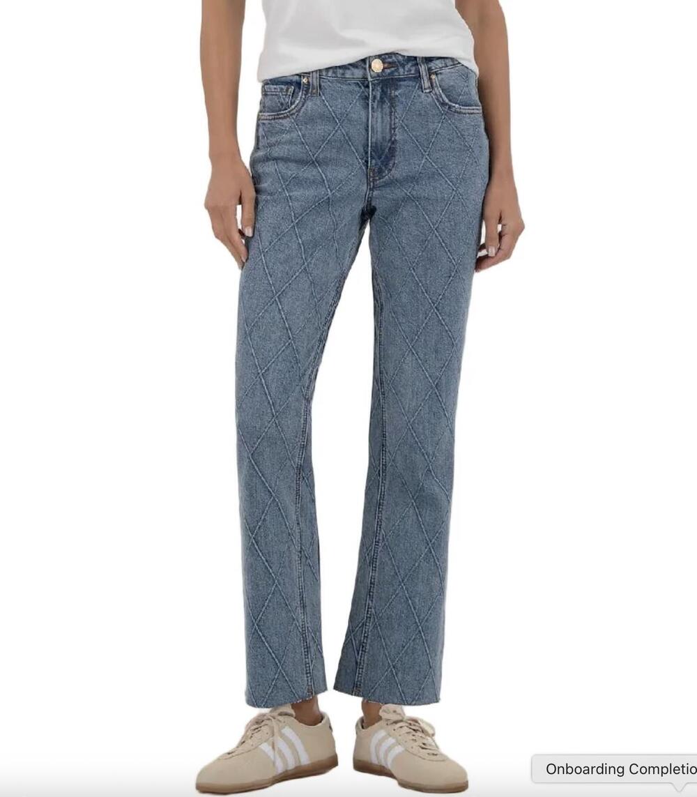 NEW KUT FROM THE KLOTH kelsey high rise fab ab ankle flare jeans in abloom